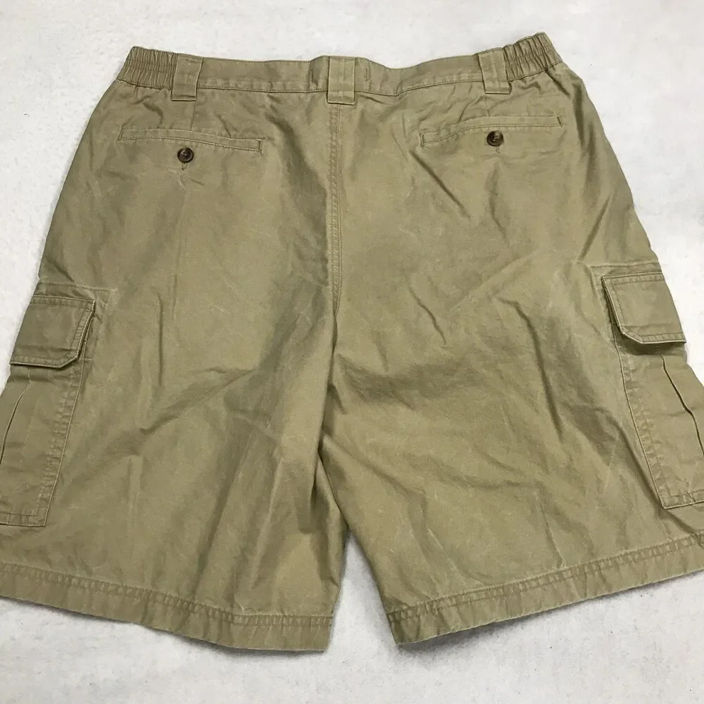 LL BEAN Tropic Weight Cargo Shorts Men 36 Khaki  Comfort Adjustable Waist